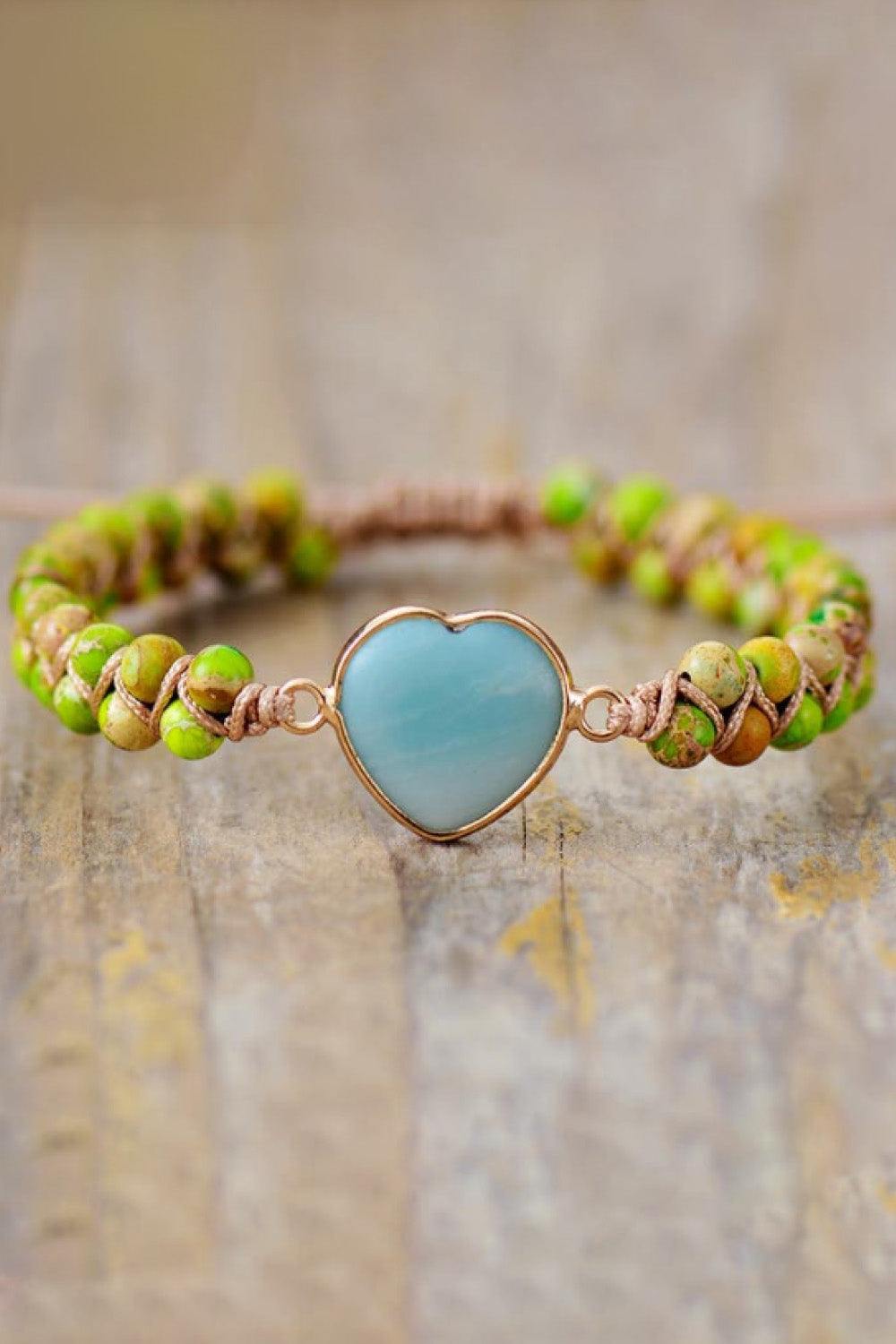 Handmade Heart Shape Natural Stone Bracelet - Trendsi