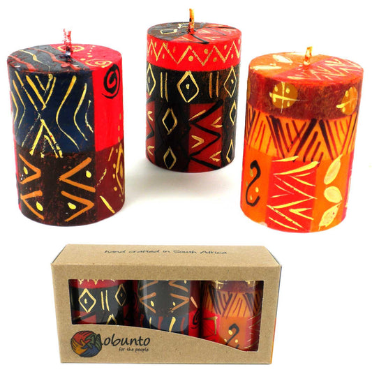 Set of Three Boxed Hand-Painted Candles - Bongazi Design - Nobunto - Flyclothing LLC
