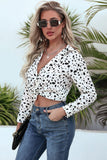 Animal Print Curved Hem Button-Up Shirt - Trendsi