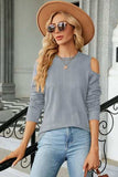 Round Neck Cold Shoulder T-Shirt - Trendsi - Flyclothing LLC