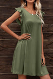 Butterfly Sleeve Round Neck Dress - Trendsi