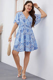 Plus Size Surplice Neck Flutter Sleeve Dress - Trendsi