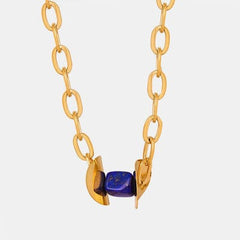 Natural Stone Pendant Titanium Steel Necklace - Trendsi