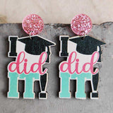 School Theme Wooden Dangle Earrings - Trendsi - Flyclothing LLC