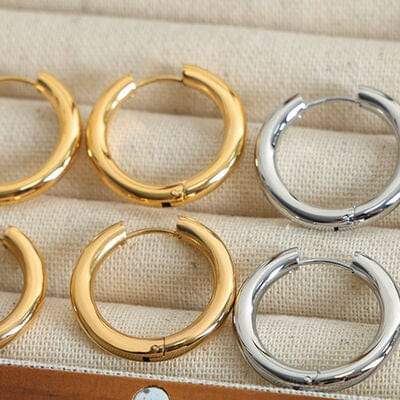18K Gold-Plated Huggie Earrings - Trendsi - Flyclothing LLC