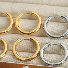 18K Gold-Plated Huggie Earrings - Trendsi