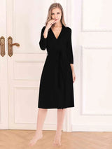 Plunge Tie Front Night Dress - Trendsi - Flyclothing LLC