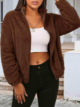 Zip Up Turtleneck Long Sleeve Jacket - Trendsi - Flyclothing LLC