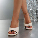 PU Leather Block Heel Pumps - Trendsi - Flyclothing LLC