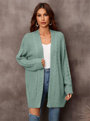 Warm Fall Mixed Knit Open Front Longline Cardigan - Flyclothing LLC