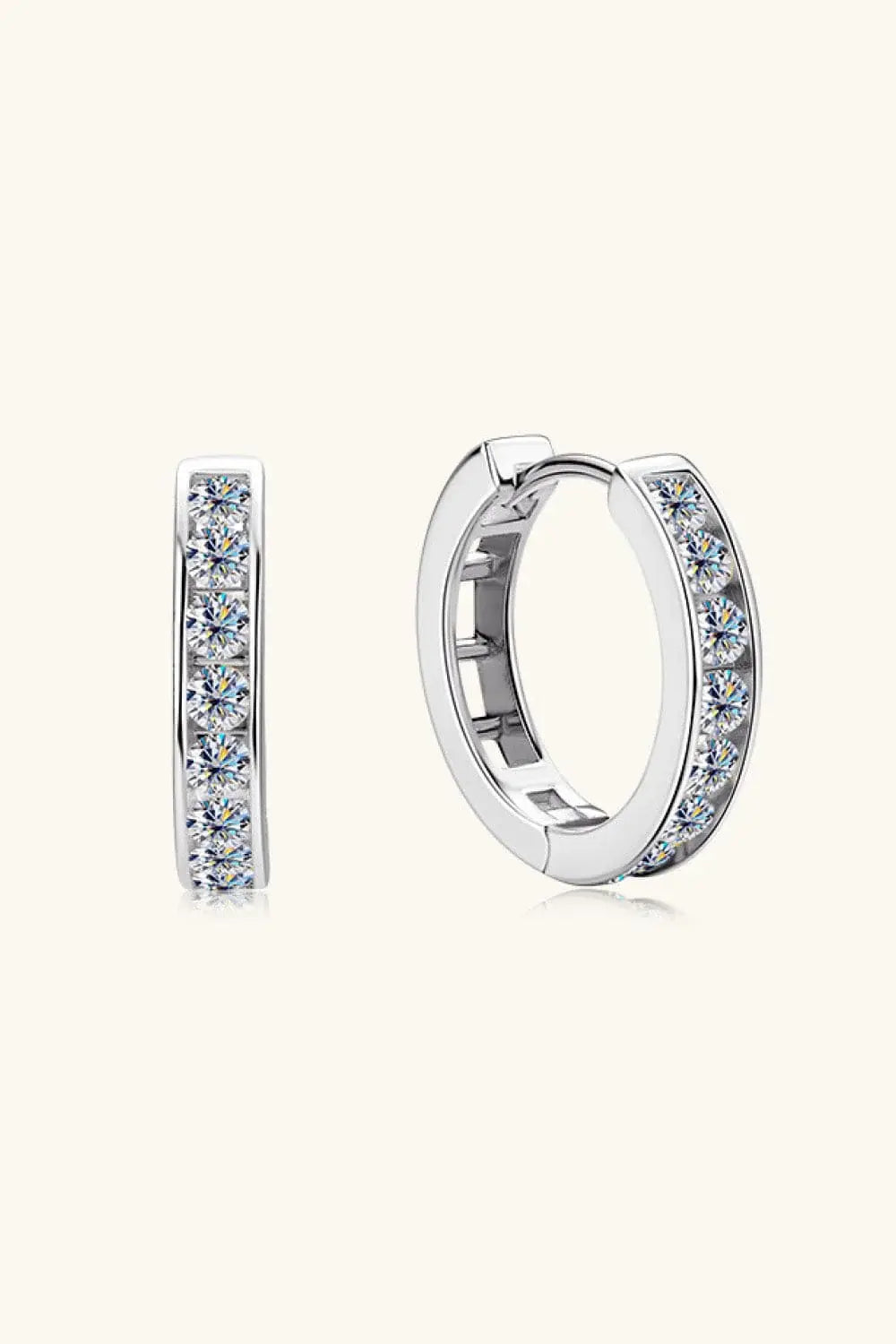 Moissanite 925 Sterling Silver Huggie Earrings - Trendsi - Flyclothing LLC