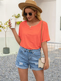 Round Neck Short Sleeve Top - Trendsi