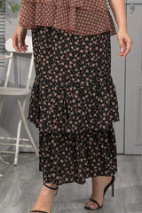 Plus Size Ditsy Floral Layered Maxi Skirt - Trendsi - Flyclothing LLC