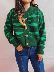 Color Block Button Front Cardigan - Trendsi