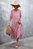 Printed Flounce Sleeve Tiered Dress - Trendsi