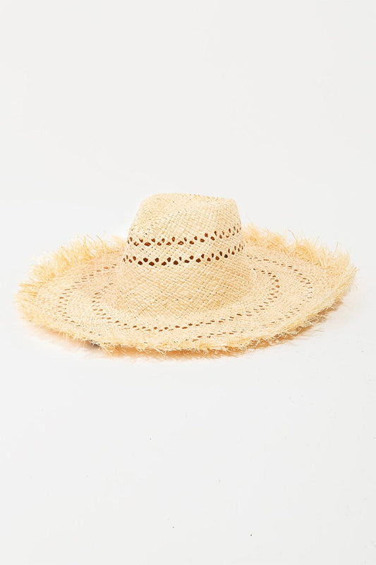 Fame Openwork Raw Hem Weave Hat - Trendsi