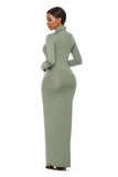 Mock Neck Long Sleeve Maxi Slim Dress - Trendsi - Flyclothing LLC