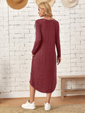 Pocketed Round Neck Long Sleeve Tee Dress - Trendsi