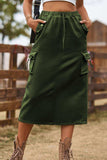 Drawstring Waist Slit Denim Skirt - Trendsi - Flyclothing LLC