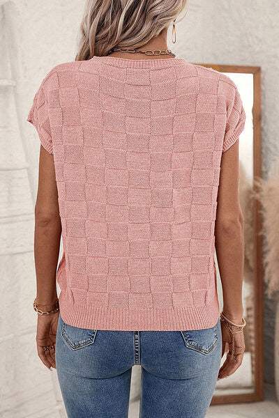 Plaid Pocketed Round Neck Sweater - Trendsi - Flyclothing LLC