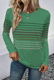 Striped Round Neck Long Sleeve T-Shirt - Trendsi - Flyclothing LLC