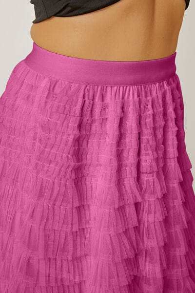 Ruched High Waist Tiered Skirt - Trendsi - Flyclothing LLC
