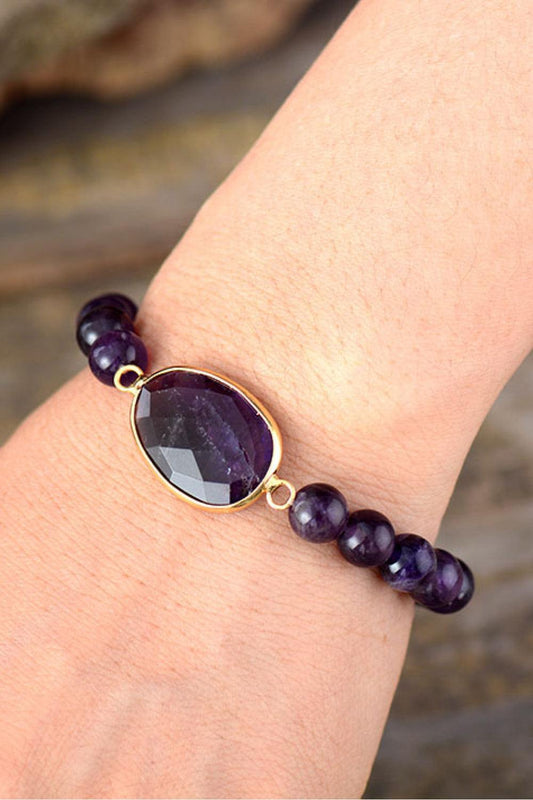 Handmade Amethyst Beaded Bracelet - Trendsi