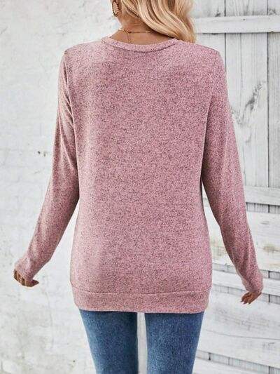 Round Neck Long Sleeve T-Shirt - Trendsi - Flyclothing LLC