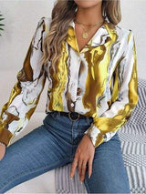 Printed Button Up Long Sleeve Shirt - Trendsi - Flyclothing LLC