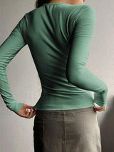Half Button Long Sleeve T-Shirt - Trendsi - Flyclothing LLC