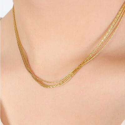 18K Gold-Plated Multi-Layer Clavicle Chain Necklace - Trendsi