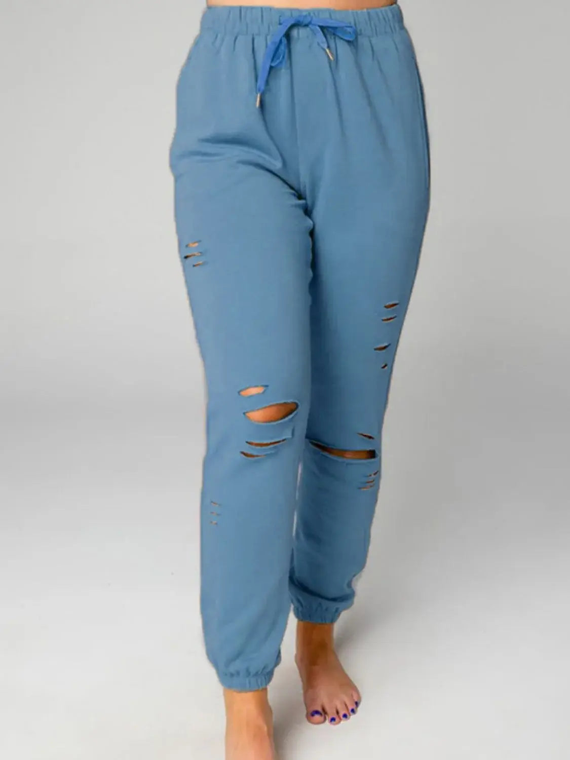 Distressed Sweatshirt and Joggers Set - Trendsi - Flyclothing LLC