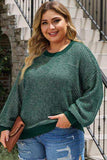 Plus Size Waffle-Knit Round Neck Dropped Shoulder Sweater - Trendsi - Flyclothing LLC