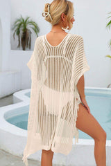 Fringe Trim Openwork Cover Up - Trendsi - Flyclothing LLC