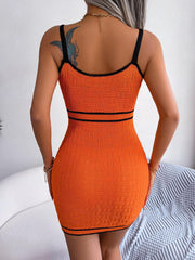 Contrast Spaghetti Strap Cutout Sweater Dress - Trendsi