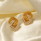 18K Gold-Plated Stainless Steel Square Earrings - Trendsi
