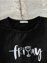 Graphic Tee and Panda Print Shorts Lounge Set - Trendsi - Flyclothing LLC