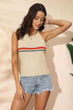 Rainbow Stripe Halter Neck Knit Tank - Trendsi - Flyclothing LLC