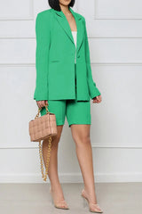 Long Sleeve Blazer and Shorts Set - Trendsi - Flyclothing LLC