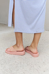 Forever Link Studded Cross Strap Sandals in Blush - Trendsi