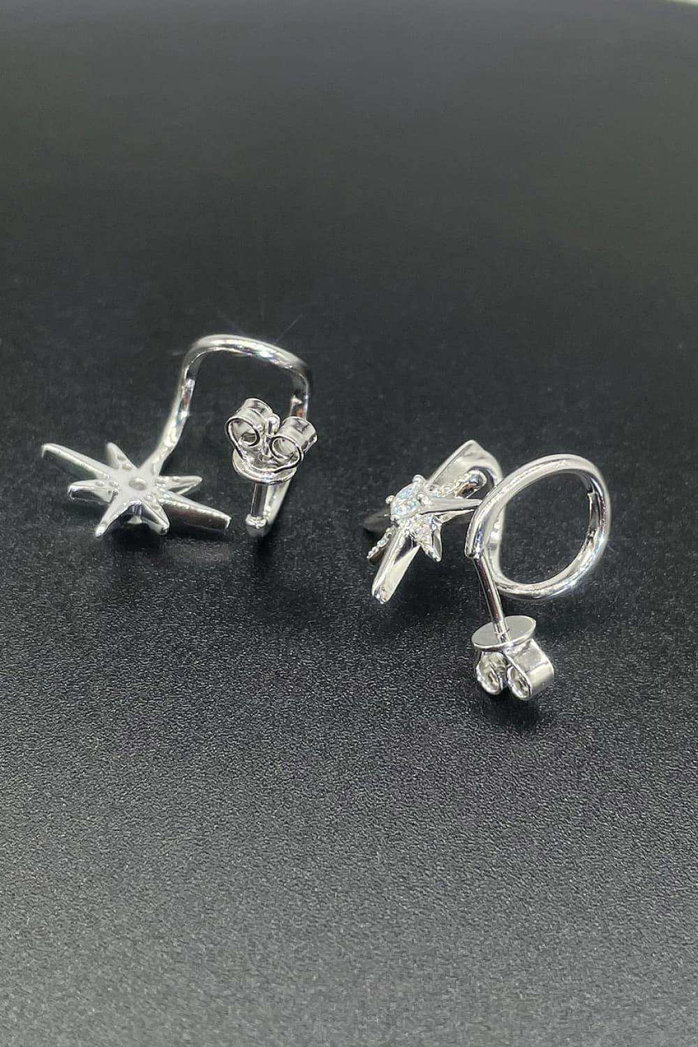 Moissanite Star Rhodium-Plated Earrings - Trendsi - Flyclothing LLC