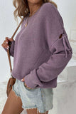 Round Neck Dropped Shoulder Sweater - Trendsi - Flyclothing LLC