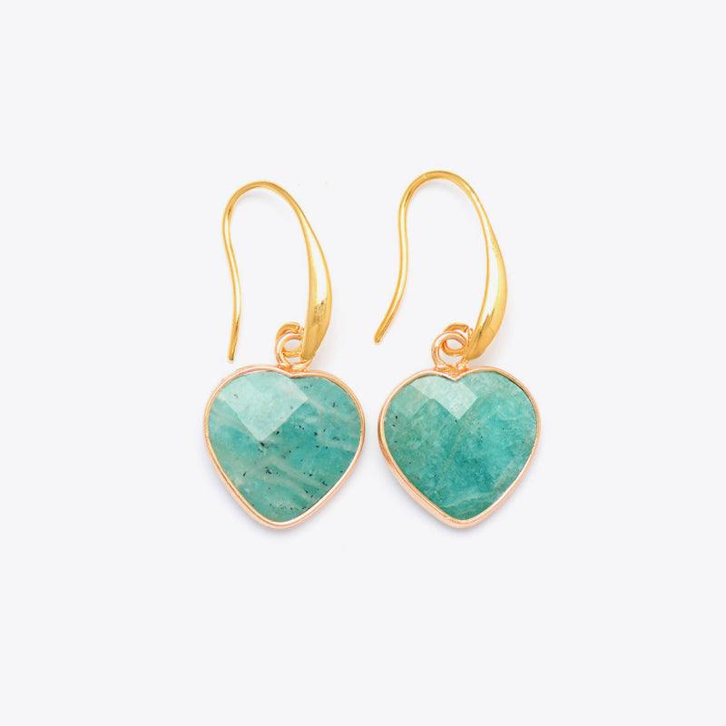 Natural Stone Heart Drop Earrings - Trendsi
