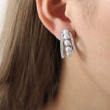 Pearl Titanium Steel C-Hoop Earrings - Trendsi - Flyclothing LLC