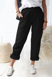 Paperbag Waist Pull-On Pants with Pockets - Trendsi