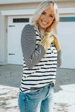 Striped Buttoned Long Sleeve Top - Trendsi - Flyclothing LLC