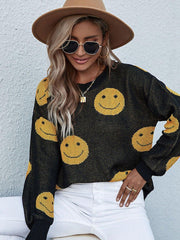Smiley Face Sweater - Trendsi