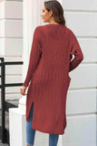 Open Front Slit Cardigan with Pockets - Trendsi - Flyclothing LLC