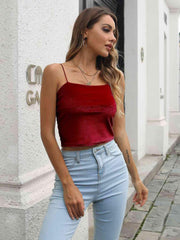Straight Neck Cropped Cami - Flyclothing LLC