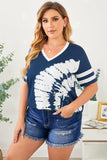 Plus Size Tie-Dye V-Neck Tee Shirt - Trendsi